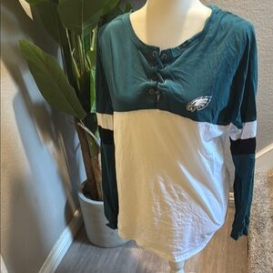 Philadelphia Eagles White Lace-Up Long Sleeve Shirt
